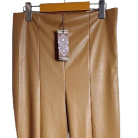 Boohoo Super Stretch Leather Look Split Front Leggings Size 12 - Picture 2 of 9